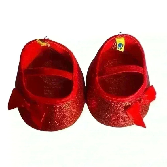 Build A Bear Workshop Glitter Ruby Slippers Red Mary Jane Shoes Accessories - Picture 1 of 6